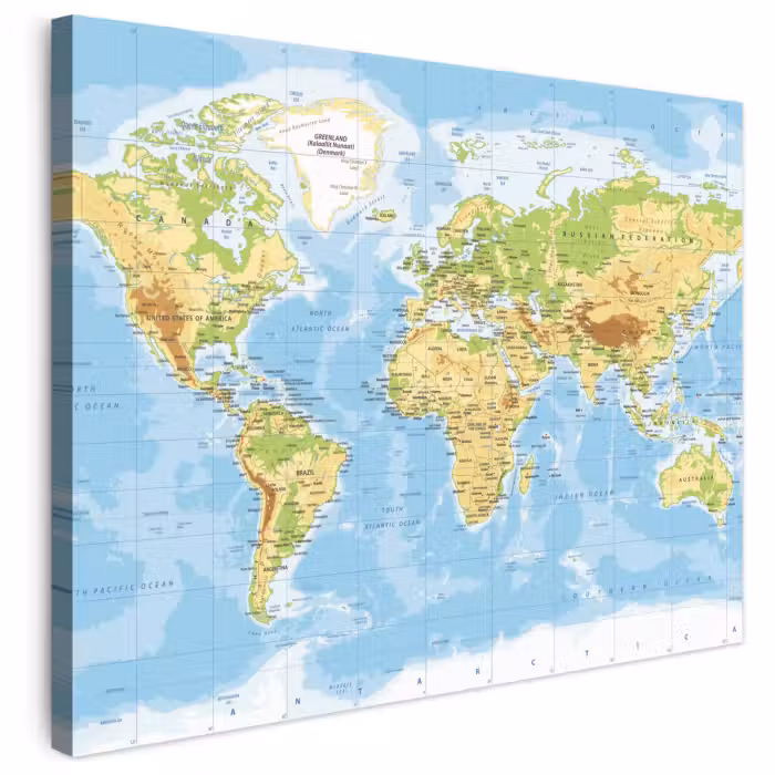 Leinwandbild - Weltkarte - Statistisch - Blau - Erde - Bildung