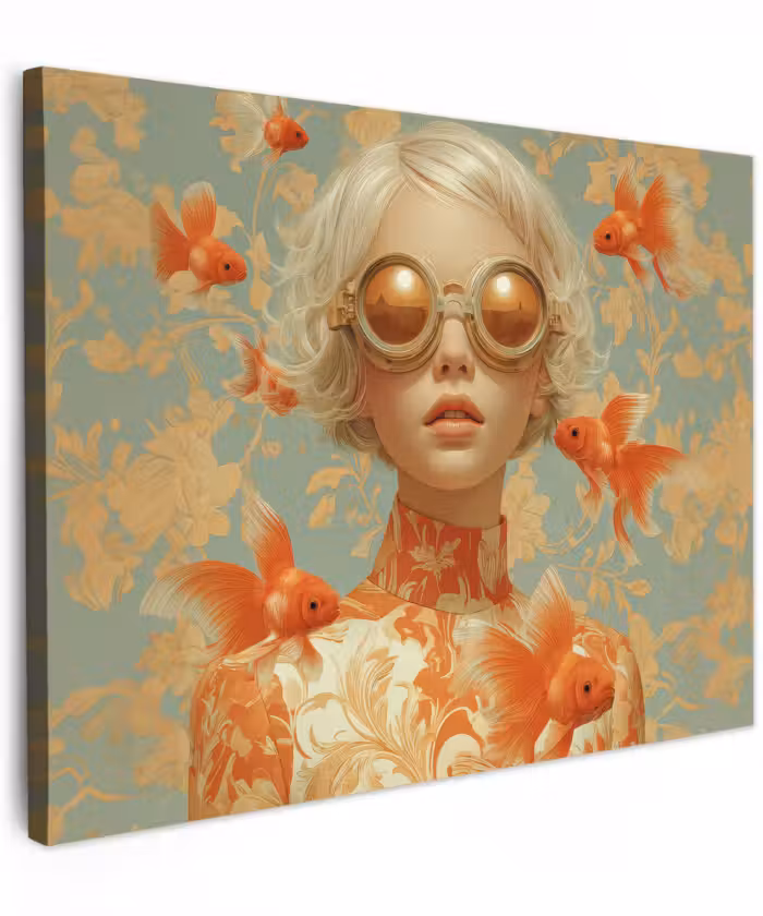 Leinwandbild - Goldfisch - Orange - Weiblich - Blond