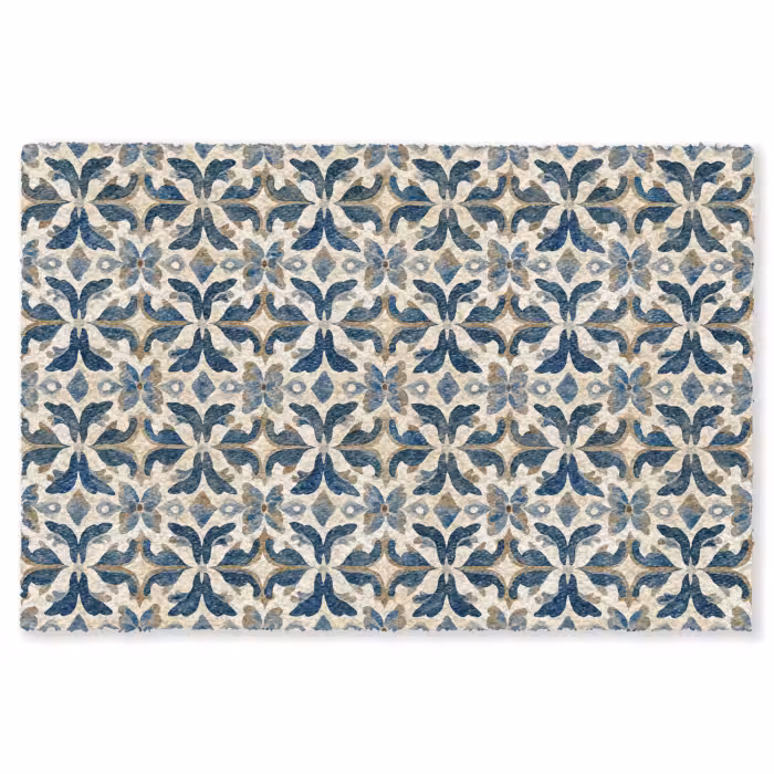 Fußmatte - Fliese - Muster - Blau - Beige