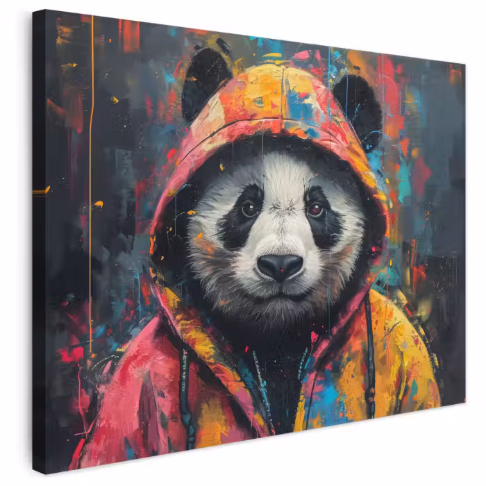 Leinwandbild - Graffiti - Panda - Mantel - Farbenfroh
