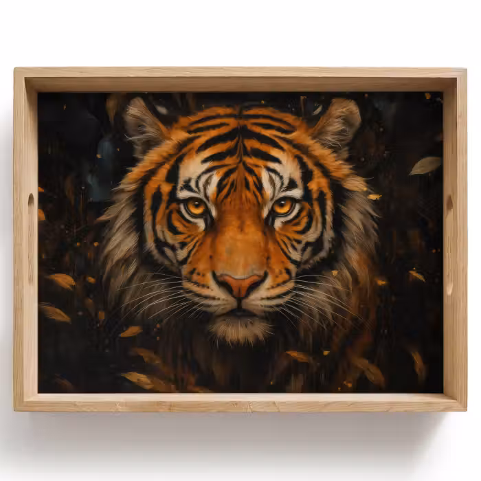 Tablett - Blätter - Tiger - Orange