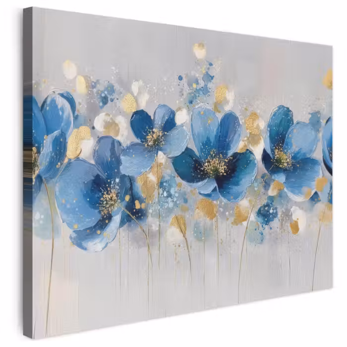 Leinwandbild - Blumen - Blau - Abstrakt
