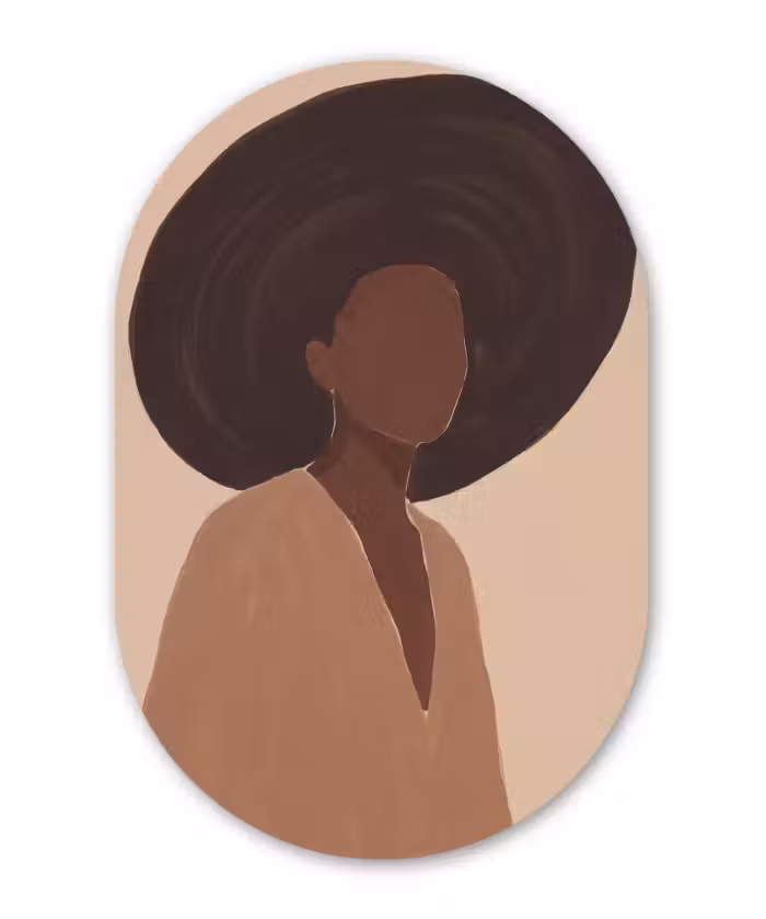 Alu-Dibond-Bild Oval - Frau – Hut – Abstrakt