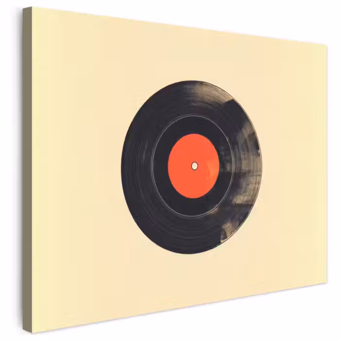 Leinwandbild - Illustration - Vinyl-Schallplatte - Beige - Vintage