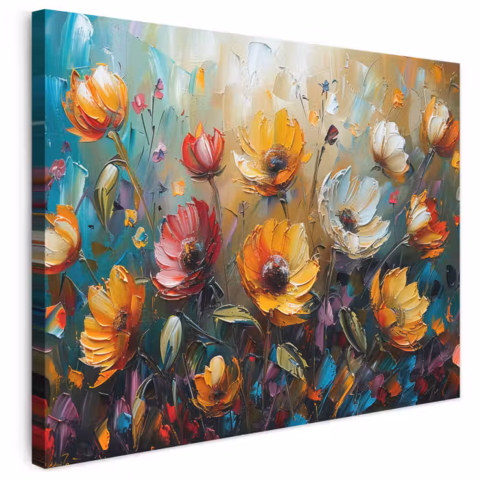 Leinwandbild - Aquarell - Blumen - Kunst - Modern