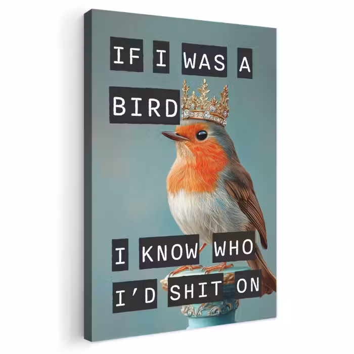 Leinwandbild - Rotkehlchen - Vogel - Blau - Dekoration