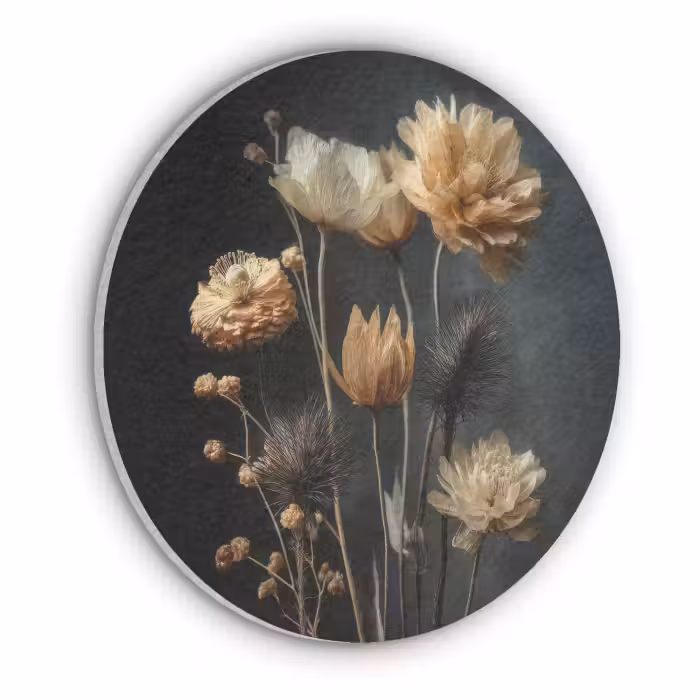 Akustikbild - Rund - Blumenstrauß - Blumen - Licht - Schwarz