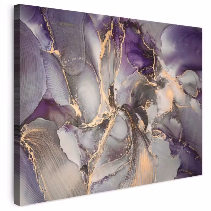 Leinwandbild - Gold - Lila - Marmor
