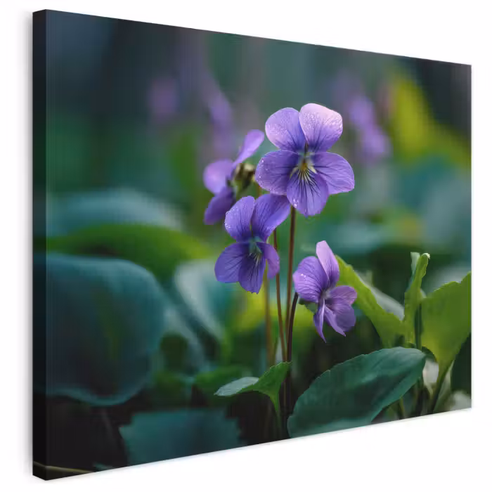 Leinwandbild - Veilchen - Lila - Blume - Blatt