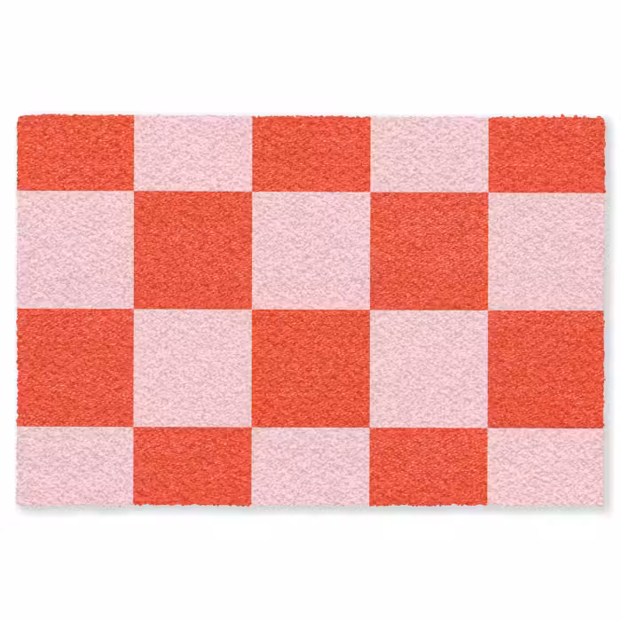 Fußmatte - Schachbrettmuster - Rot - Rosa - Würfel