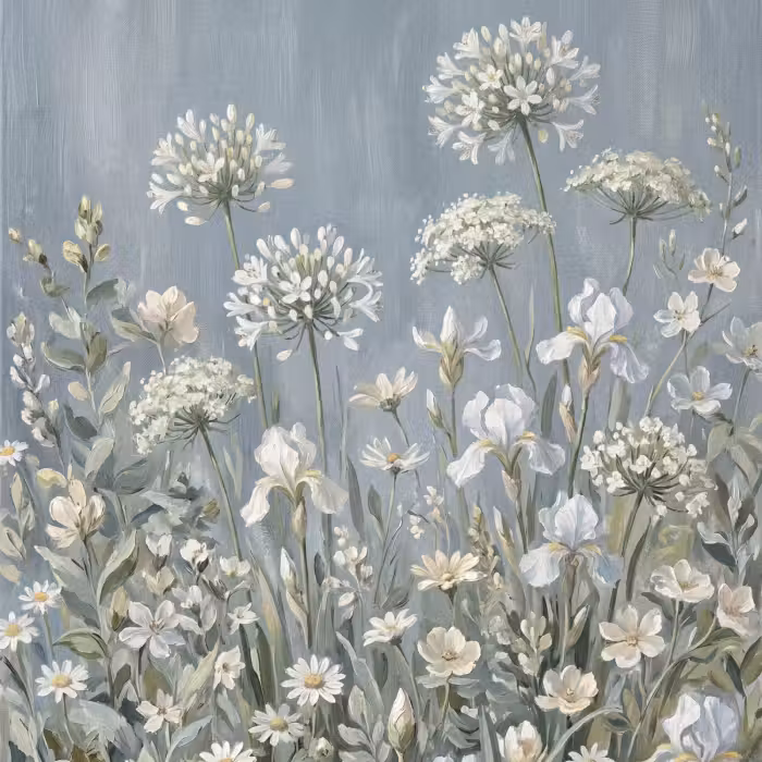Tapete - Blumen - Botanisch - Blau