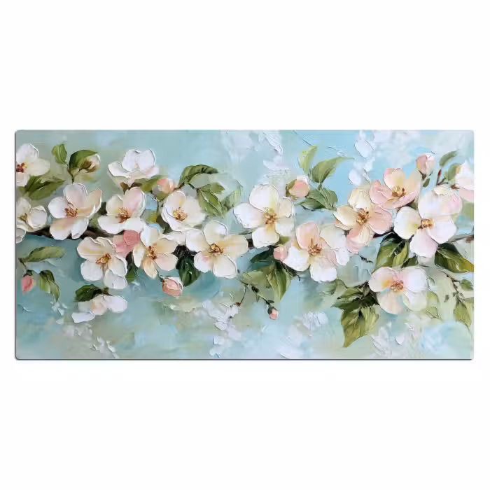 Schreibtischunterlage - Blüte - Blätter - Hellblau