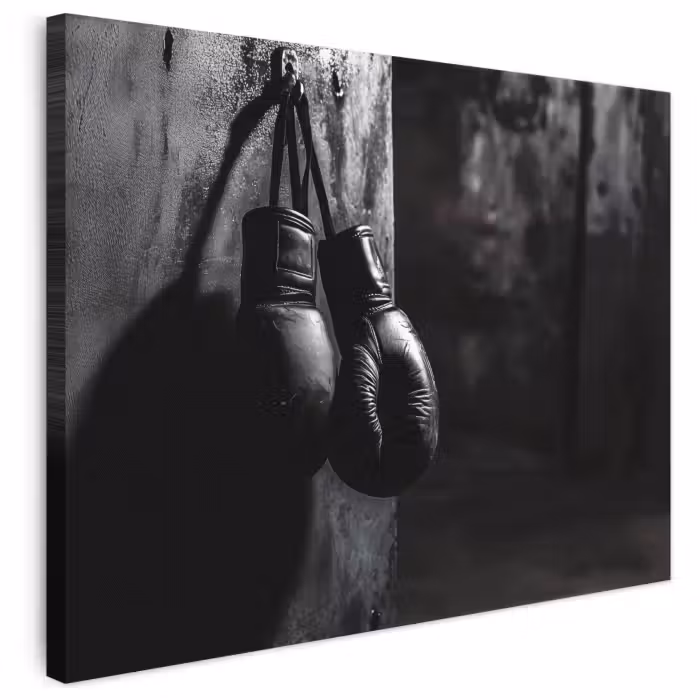 Leinwandbild - Boxhandschuhe - Wand - Dunkel - Schwarz