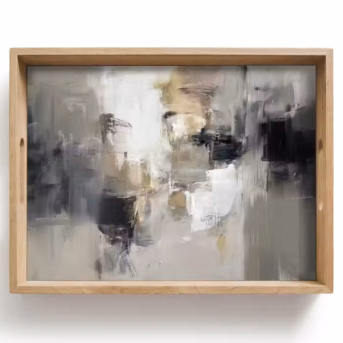 Tablett - Farbpalette - Pinselstriche - Beige - Neblig