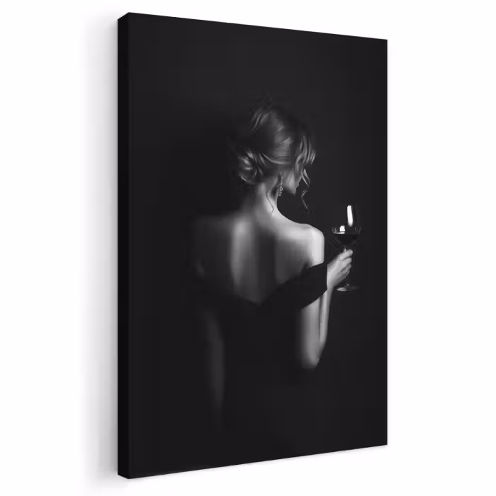 Leinwandbild - Frau - Wein - Kleid