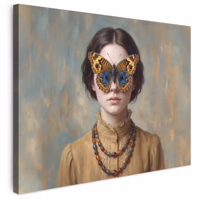 Leinwandbild - Porträt - Schmetterling - Farbenfroh