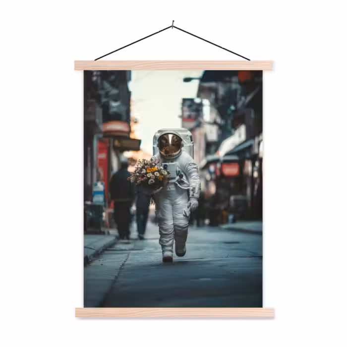 Stoffbild - Blumenstrauß - Blumen - Bunt - Astronaut