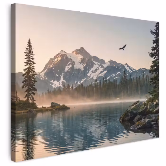 Leinwandbild - Berge - Wasser - Bäume