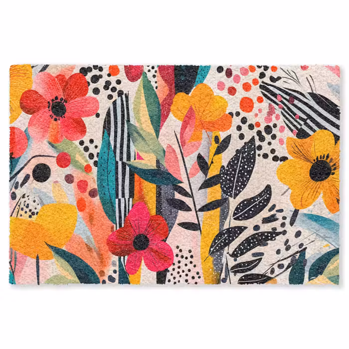 Fußmatte - Blumen - Blätter - Abstrakt - Farbenfroh
