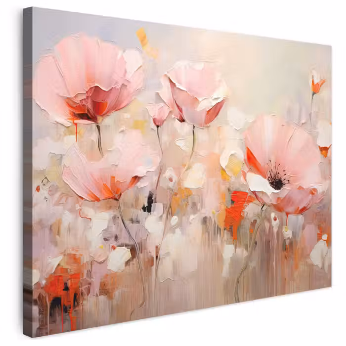 Leinwandbild - Blumen - Aquarell - Rosa - Abstrakt - Kunst