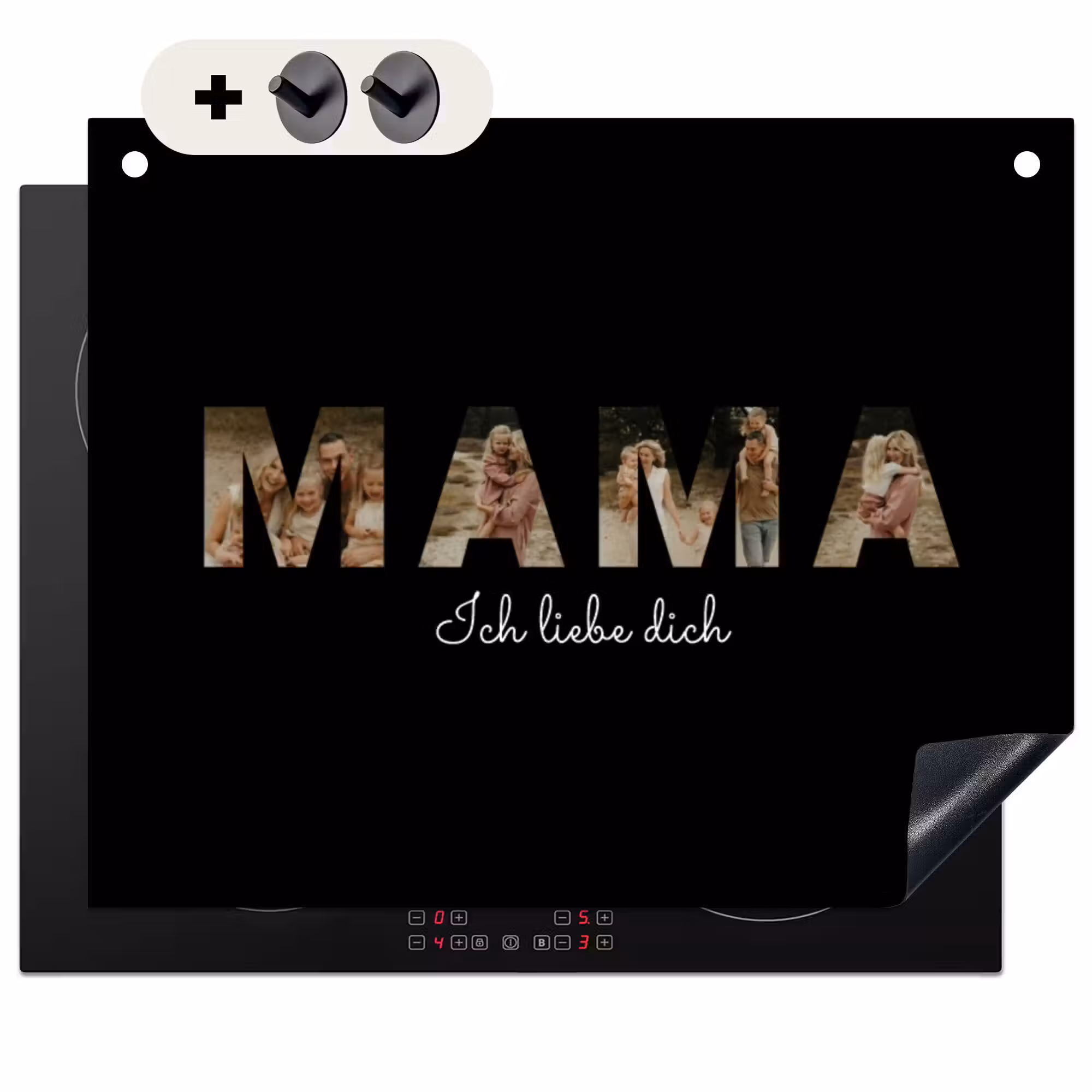 2 in 1 Personalisierbare Herdabdeckplatte - Mama mit Fotos