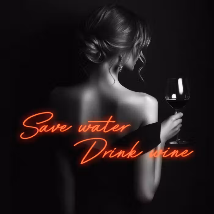 Tapete - Wein - Frau - Neon - Zitat