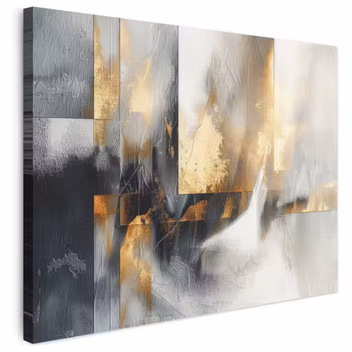 Leinwandbild - Kunst - Gold - Silber - Abstrakt