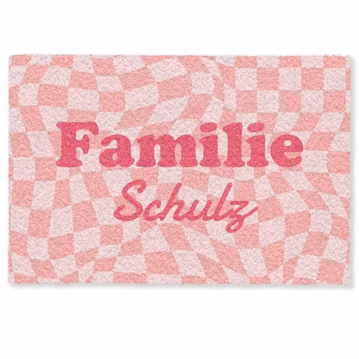 Personalisierbare fußmatte - Familie - Rosa