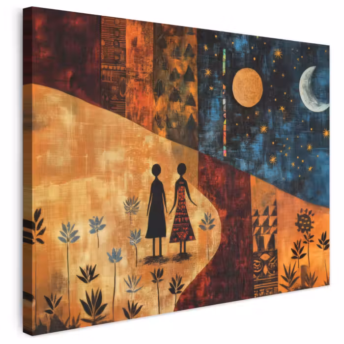 Leinwandbild - Scherenschnitte - Abstrakt - Sonne - Mond