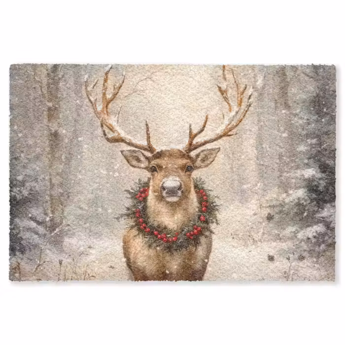 Fußmatte - Weihnachten - Rentier - Winter - Kranz