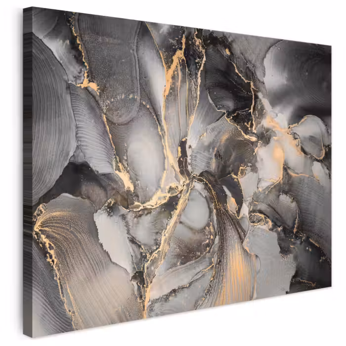 Leinwandbild - Grau - Luxus - Gold - Marmor