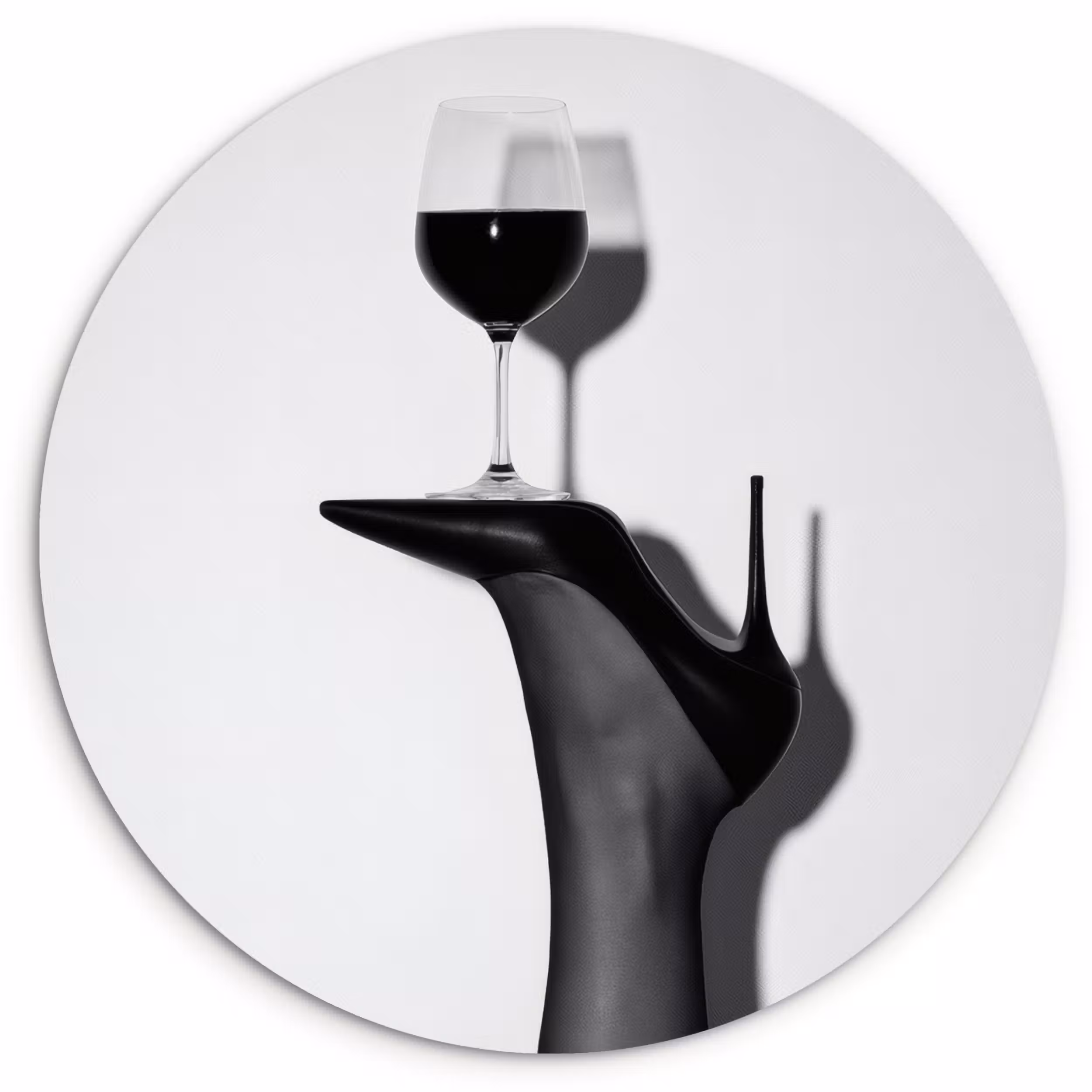 Glasbild Rund - Absatz - Wein - Minimalistisch - Schwarz