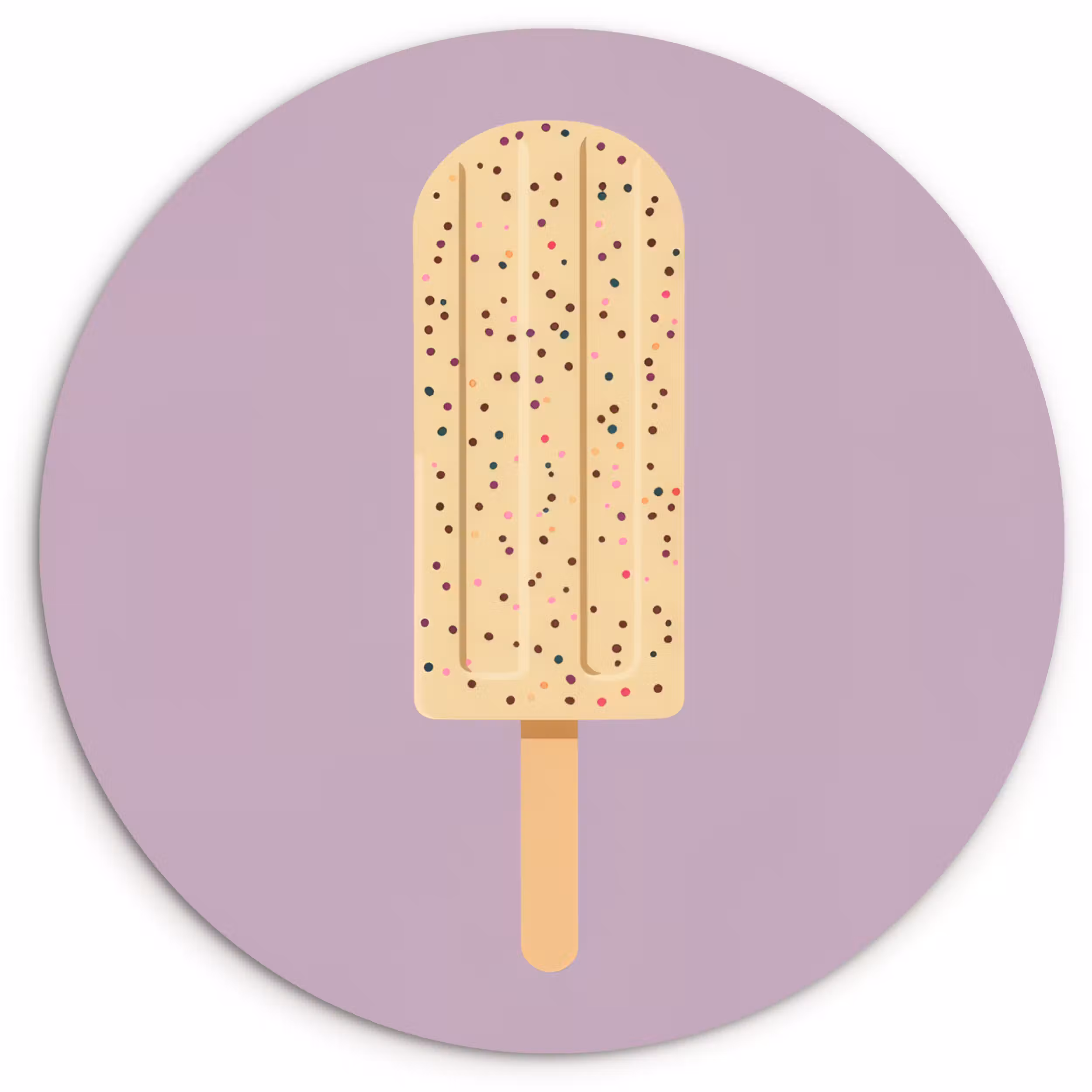 Glasbild Rund - Beige - Eiscreme - Sprenkeln