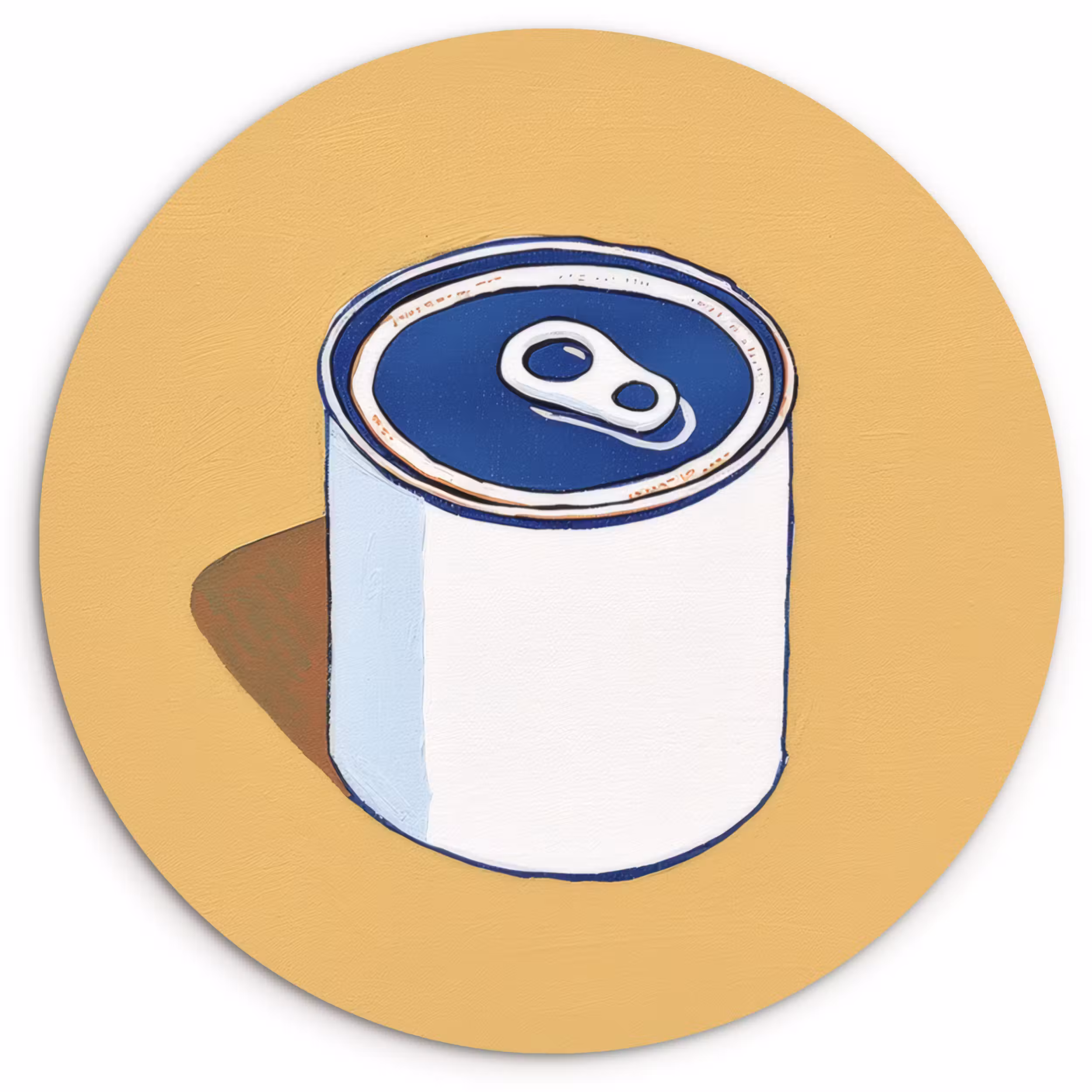 Glasbild Rund - Dose - Minimalistisch - Blau - Illustration
