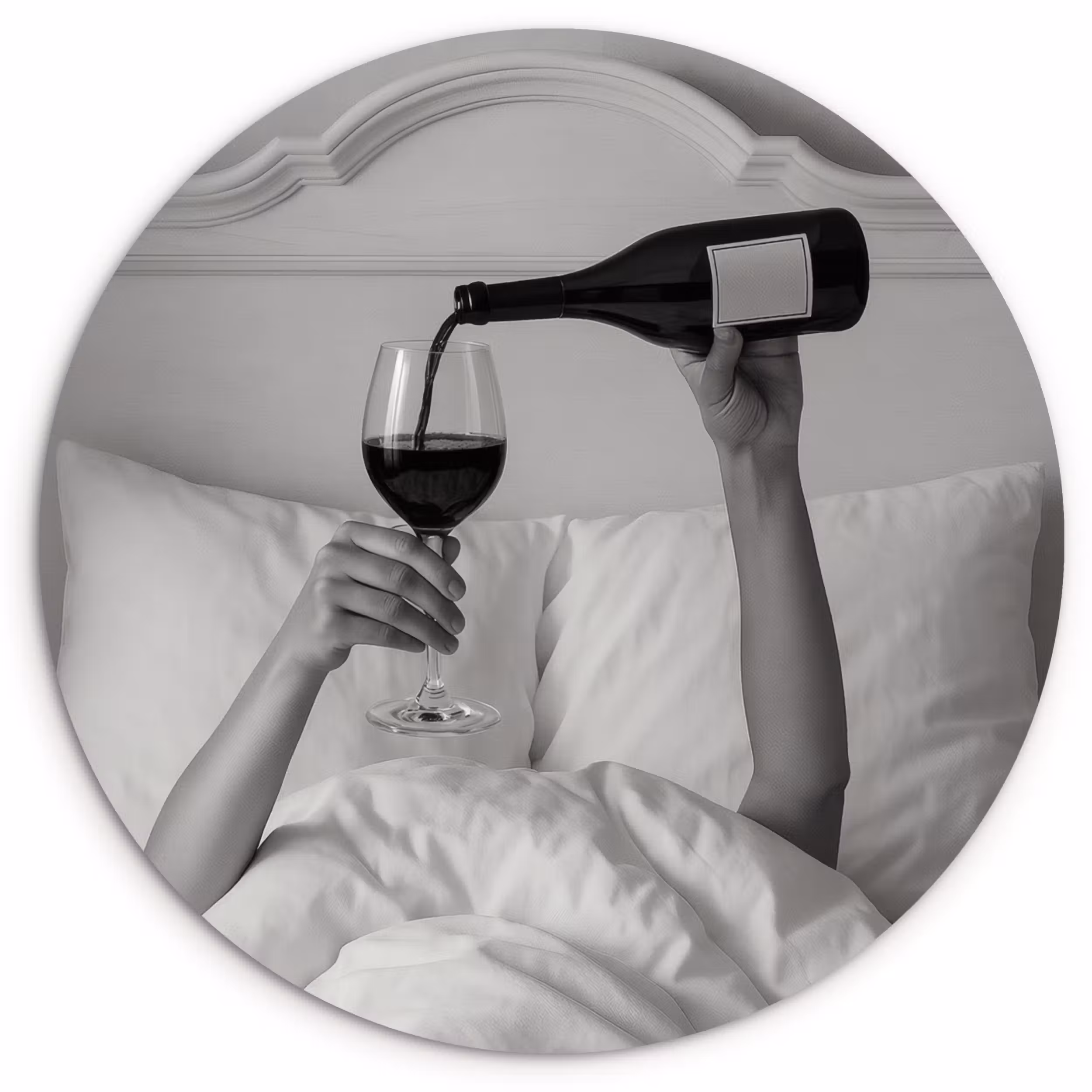 Glasbild Rund - Laken - Arme - Wein - Glas