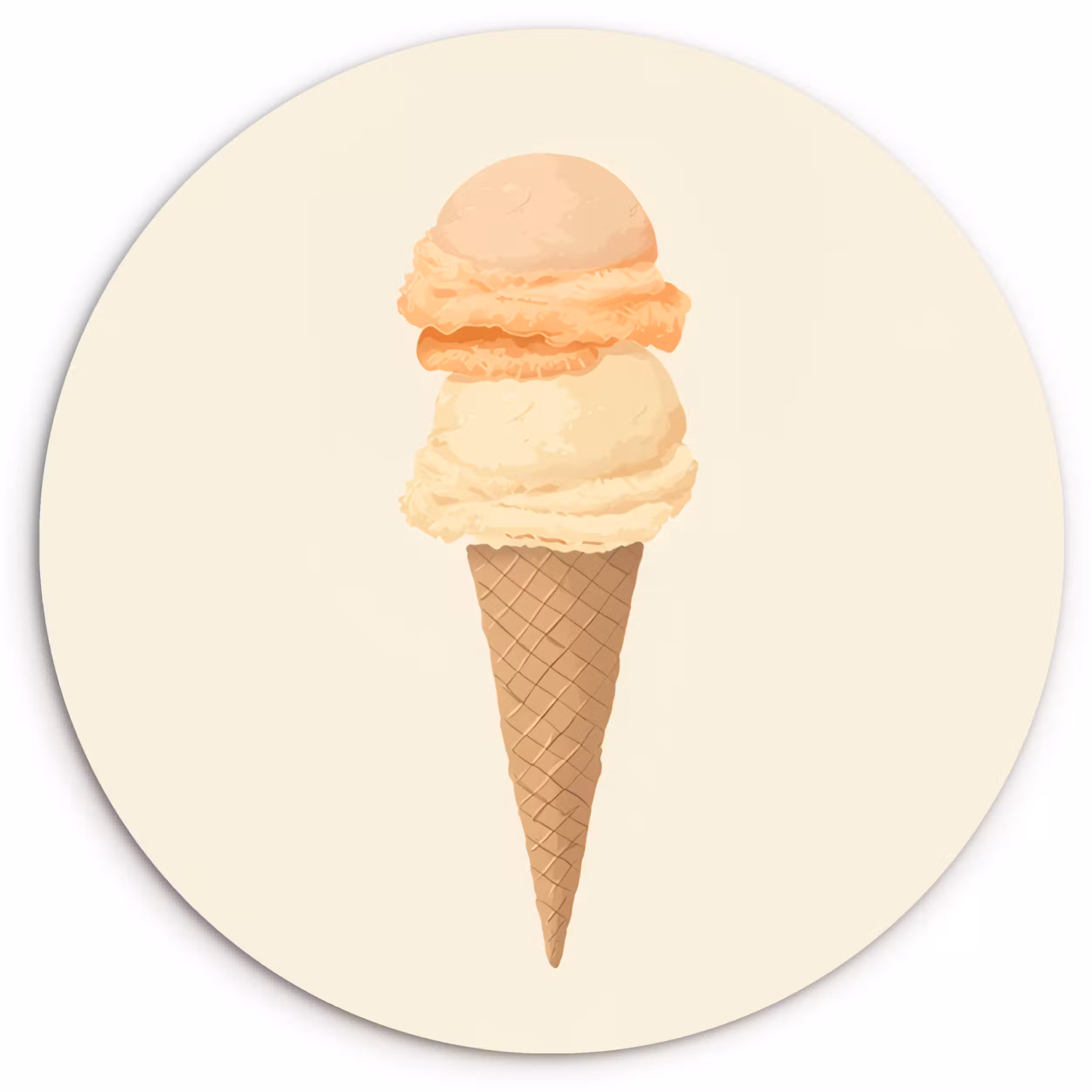 Glasbild Rund - Minimalist - Schaufel Eiscreme - Horn - Beige