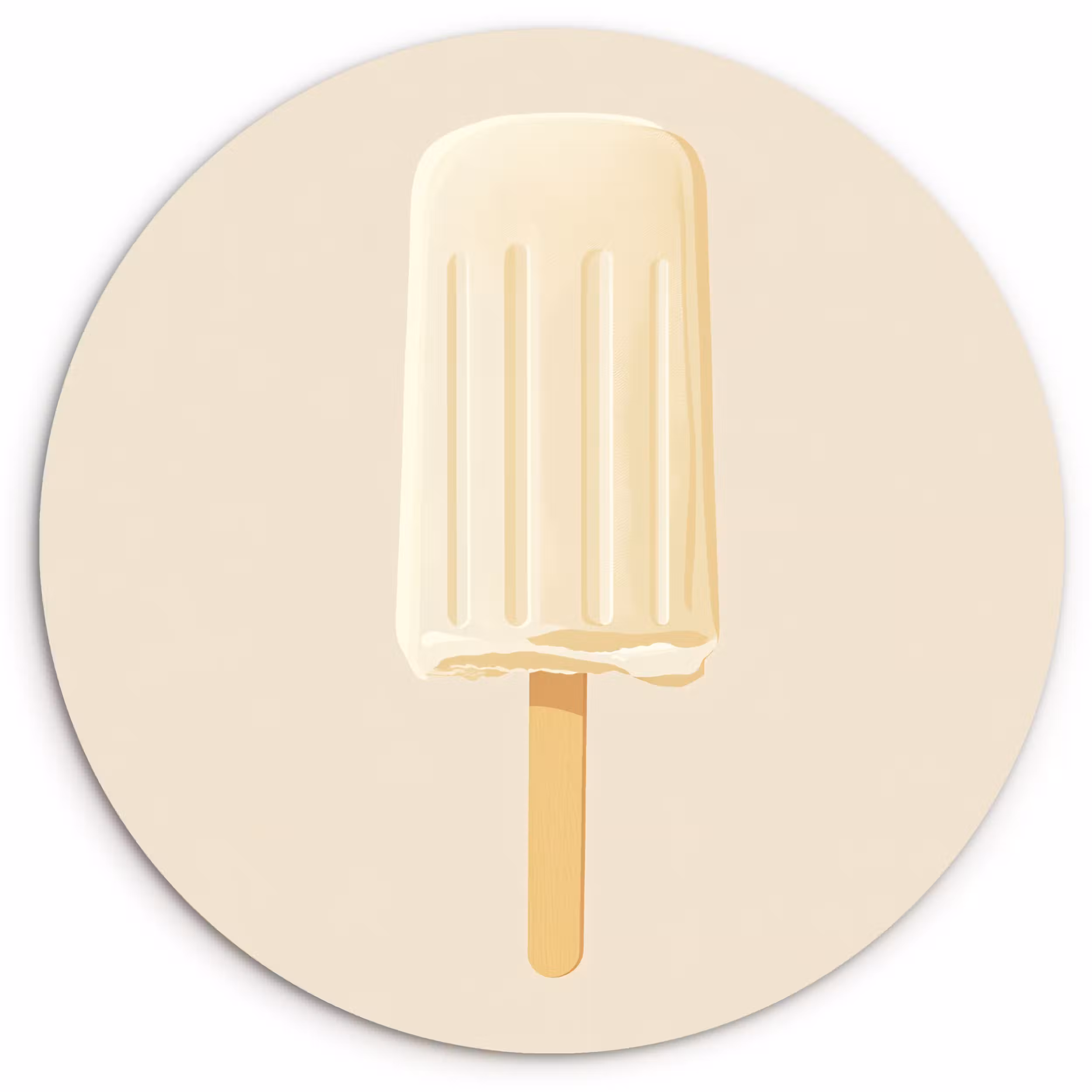 Glasbild Rund - Minimalistisch - Wassereis - Stick - Beige