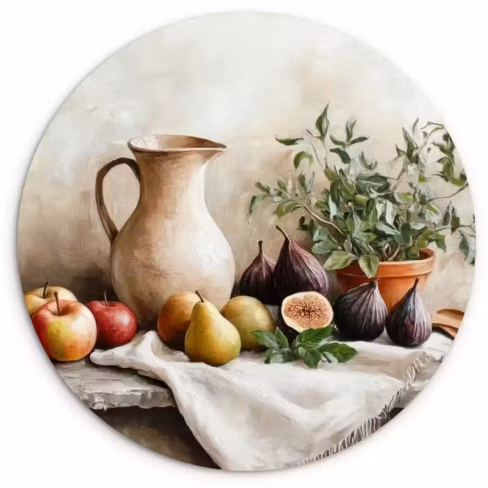 Glasbild Rund - Obst - Kräuter - Ländlich