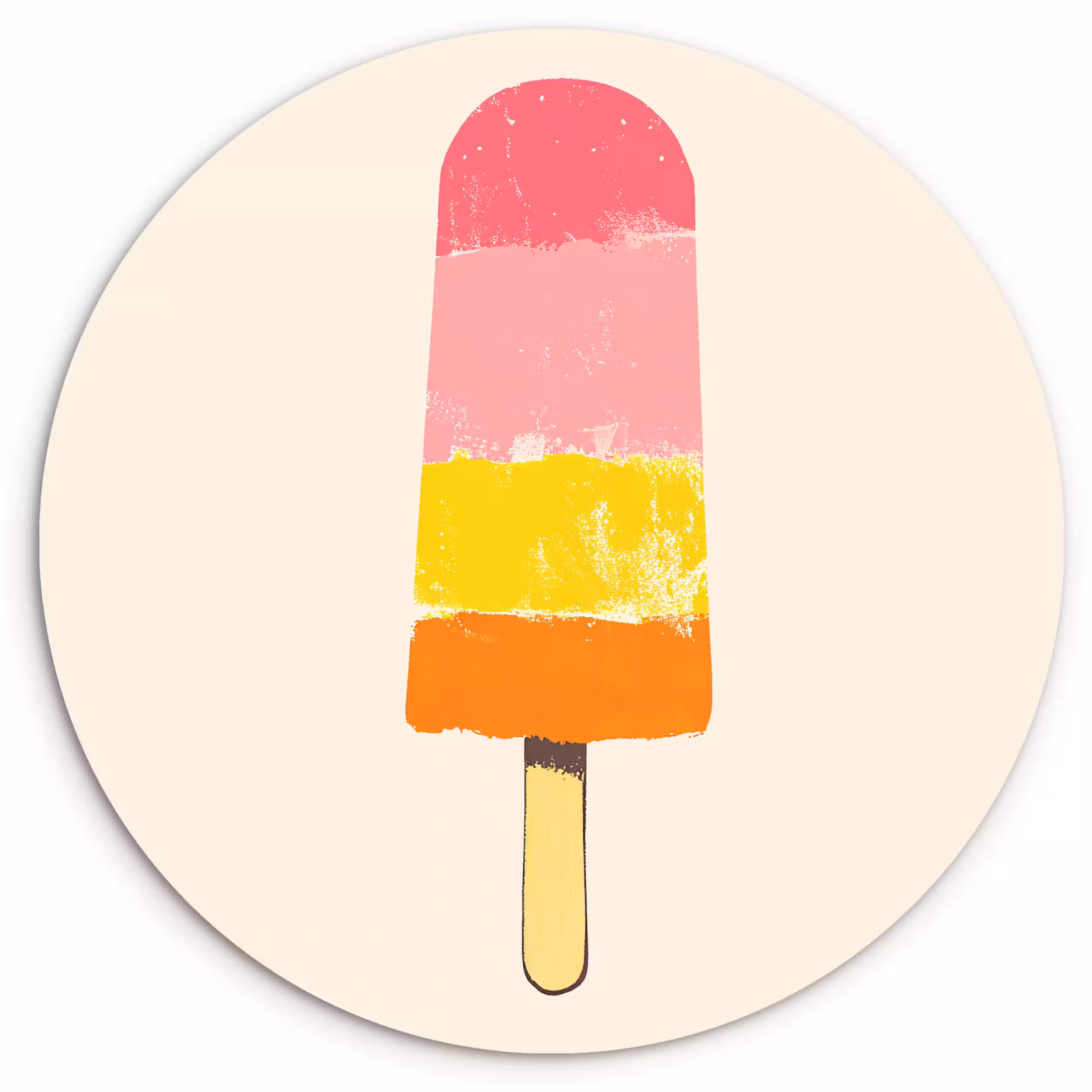 Glasbild Rund - Wassereis - Retro - Stiel - Rosa