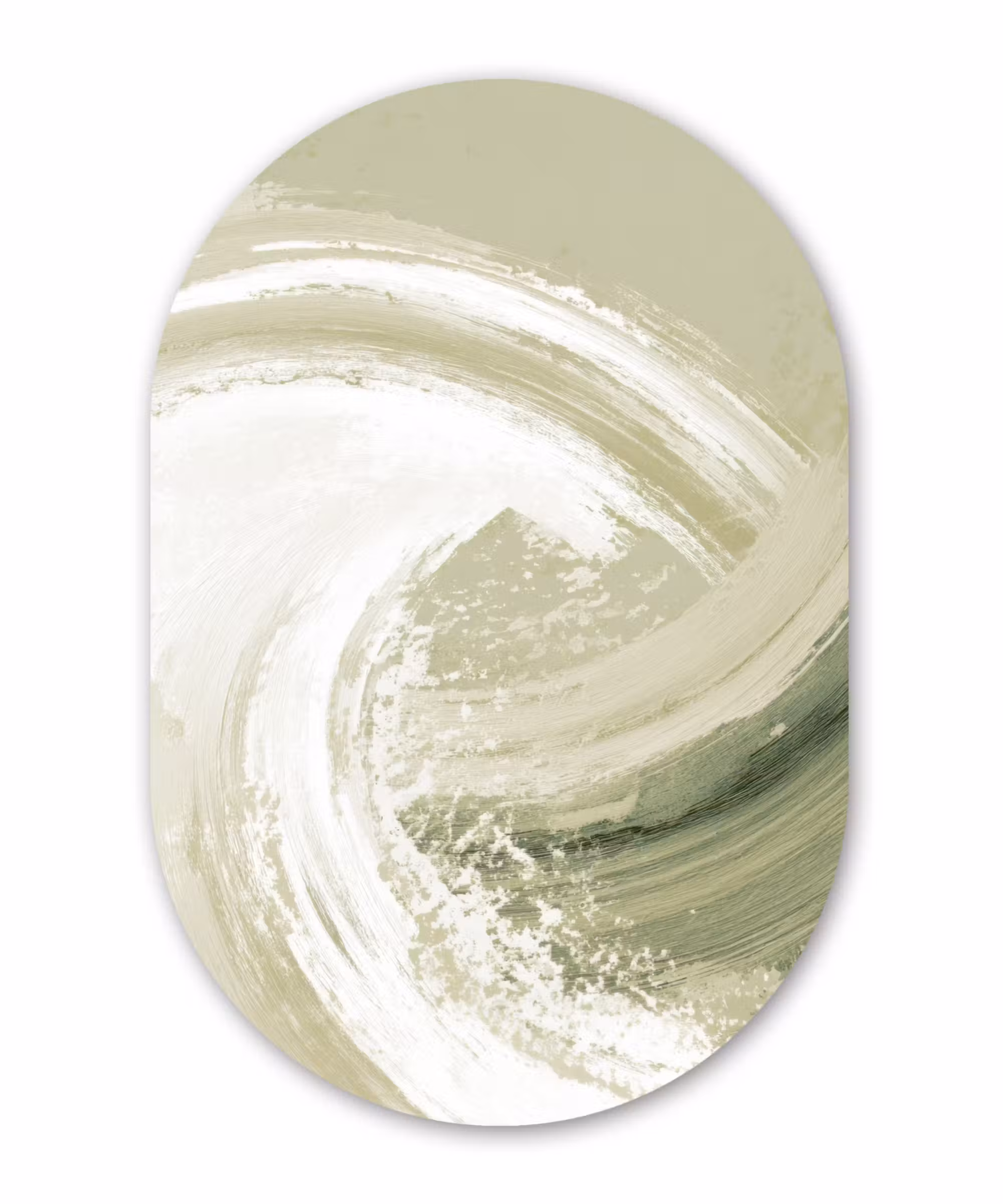 Alu-Dibond-Bild Oval - Abstrakt - Pinselstriche - Wellen - Grün