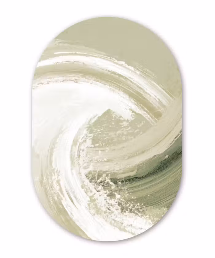 Alu-Dibond-Bild Oval - Abstrakt - Pinselstriche - Wellen - Grün