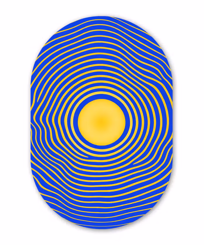 Alu-Dibond-Bild Oval - Abstraktes Muster – Blau