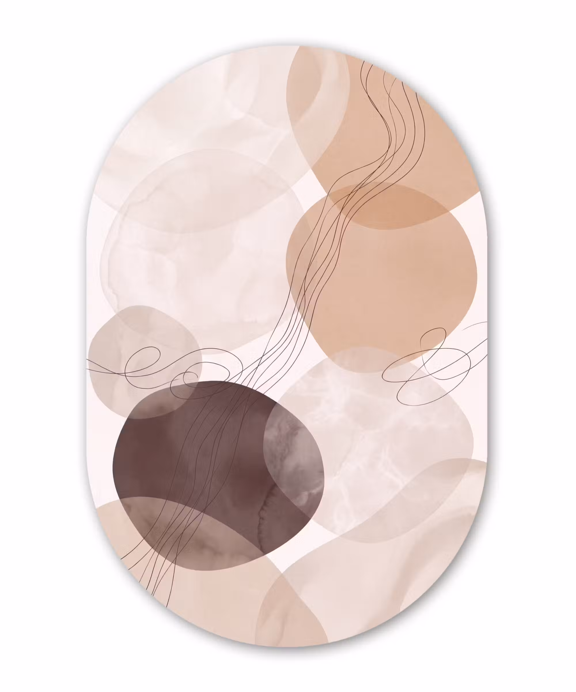 Alu-Dibond-Bild Oval - Abstraktion – Beige – Modern