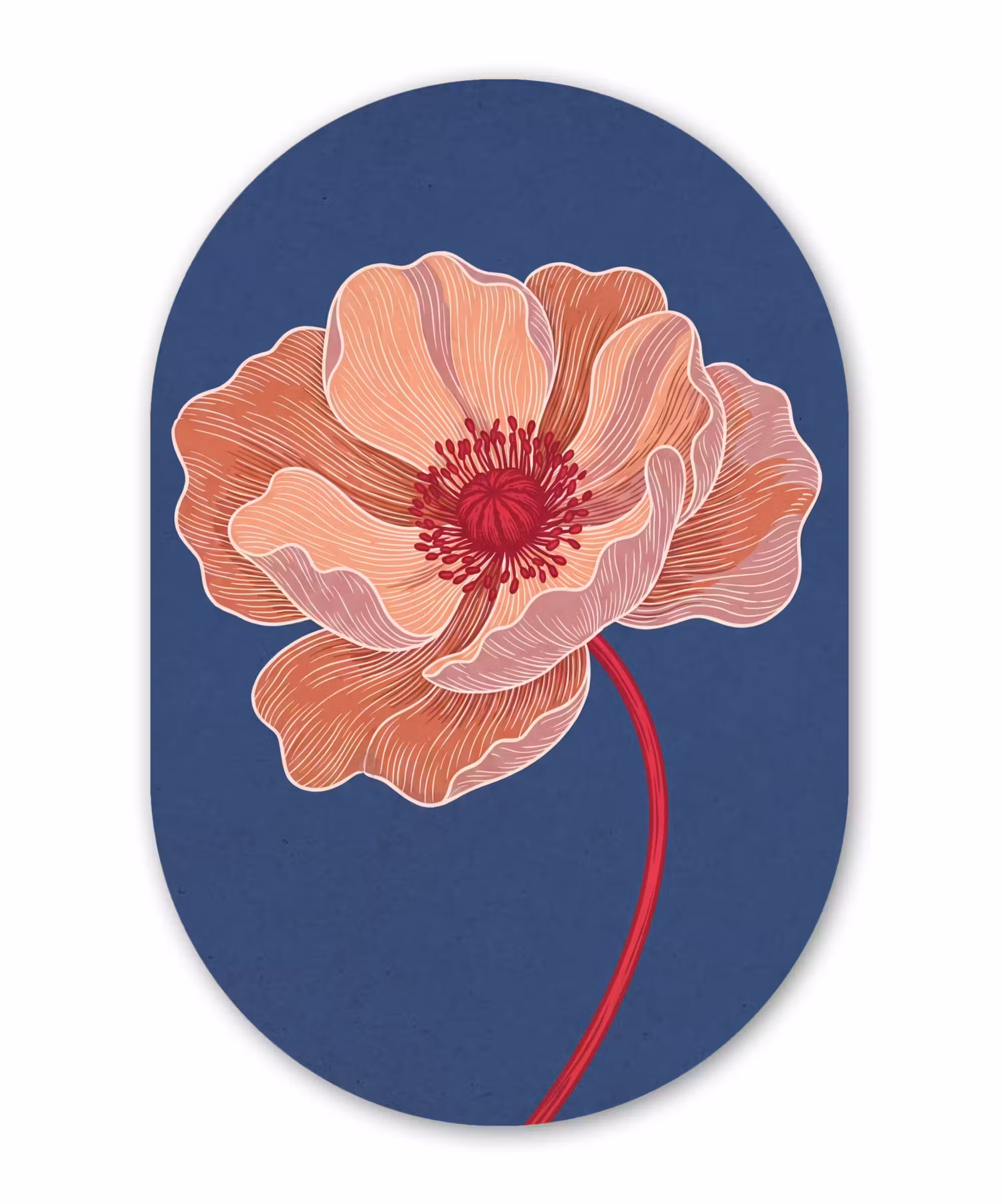 Alu-Dibond-Bild Oval - Blumen – Modern – Abstrakt