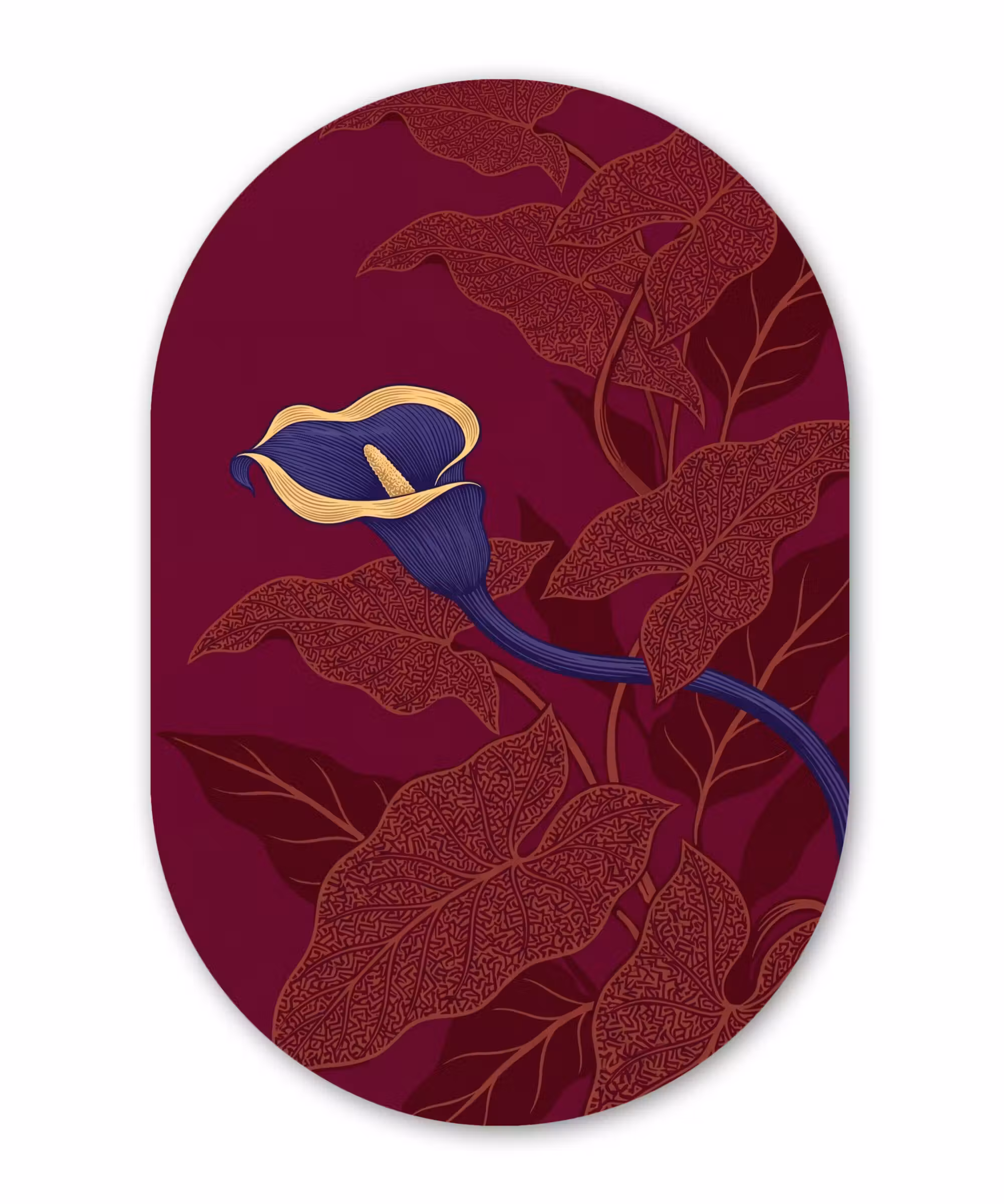 Alu-Dibond-Bild Oval - Blumen – Modern – Lila