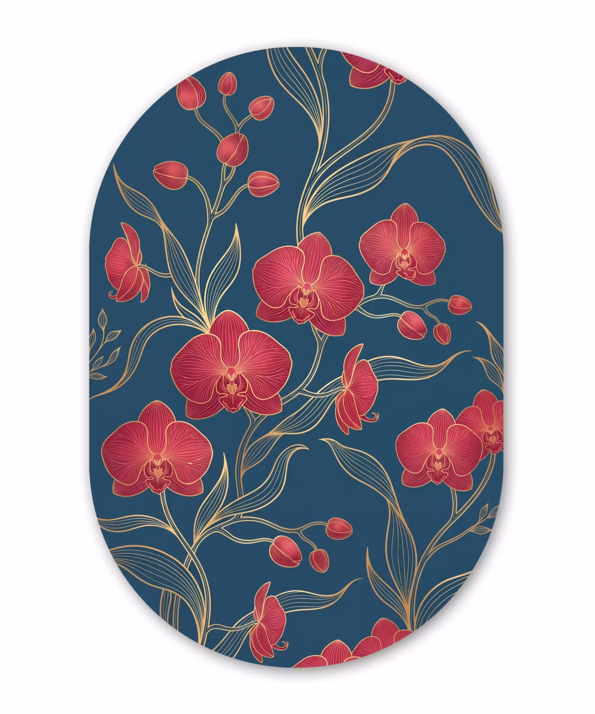 Alu-Dibond-Bild Oval - Blumen – Rot – Gold