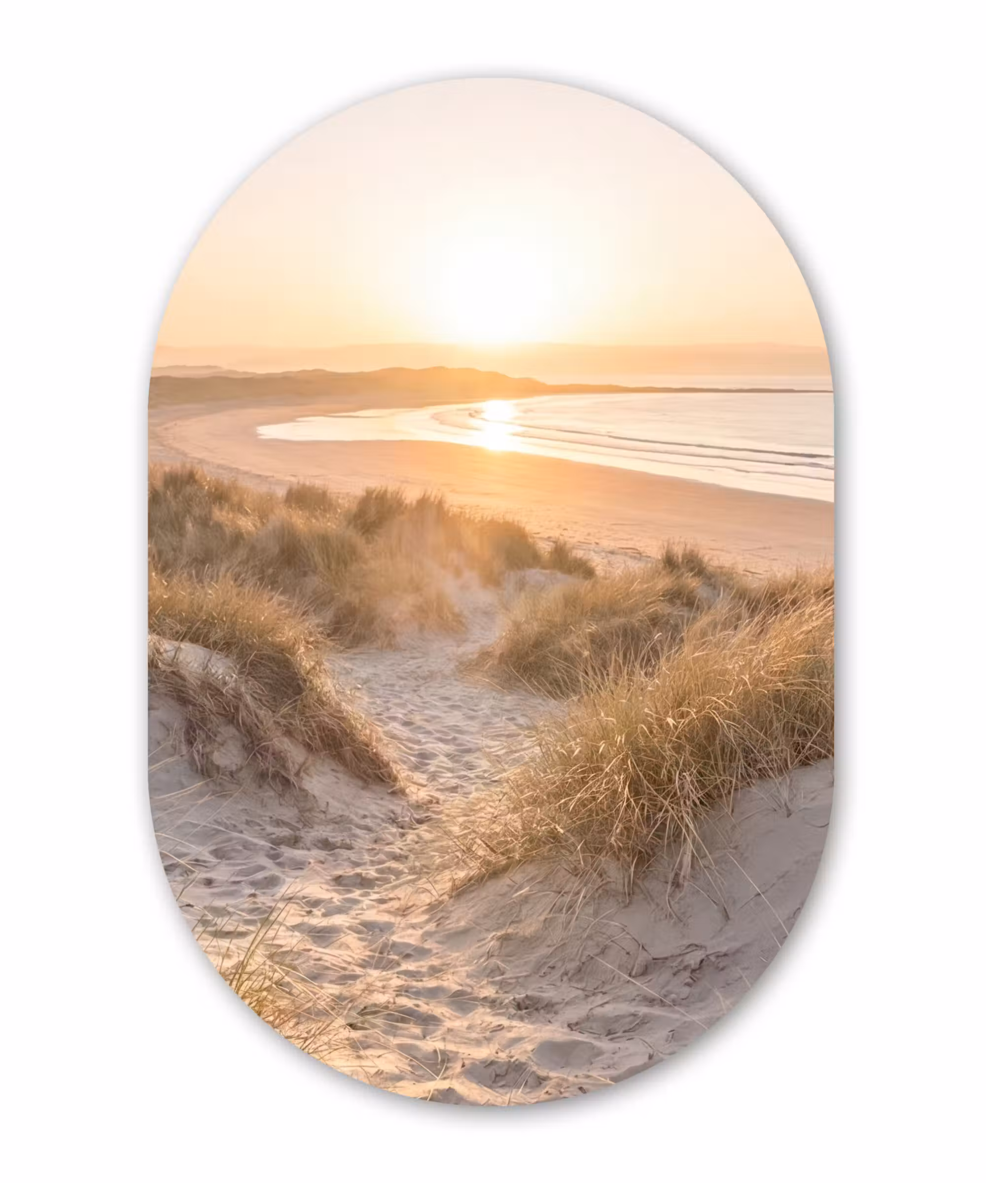 Alu-Dibond-Bild Oval - Dünen - Strand - Meer