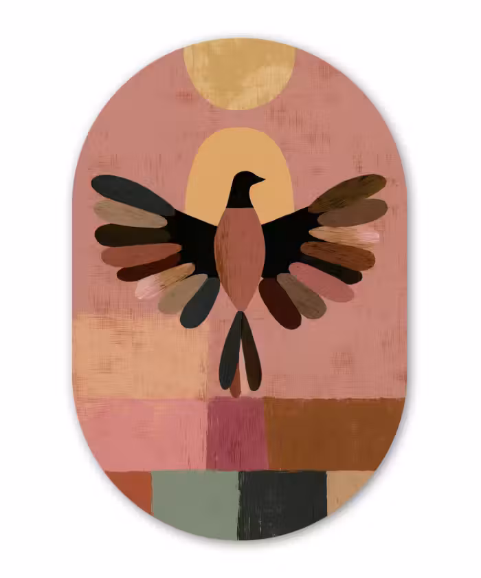 Alu-Dibond-Bild Oval - Illustration - Vogel - Ebenen - Farbenfroh