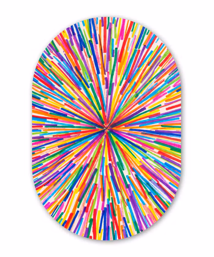 Alu-Dibond-Bild Oval - Linien – Bunt – Abstrakt
