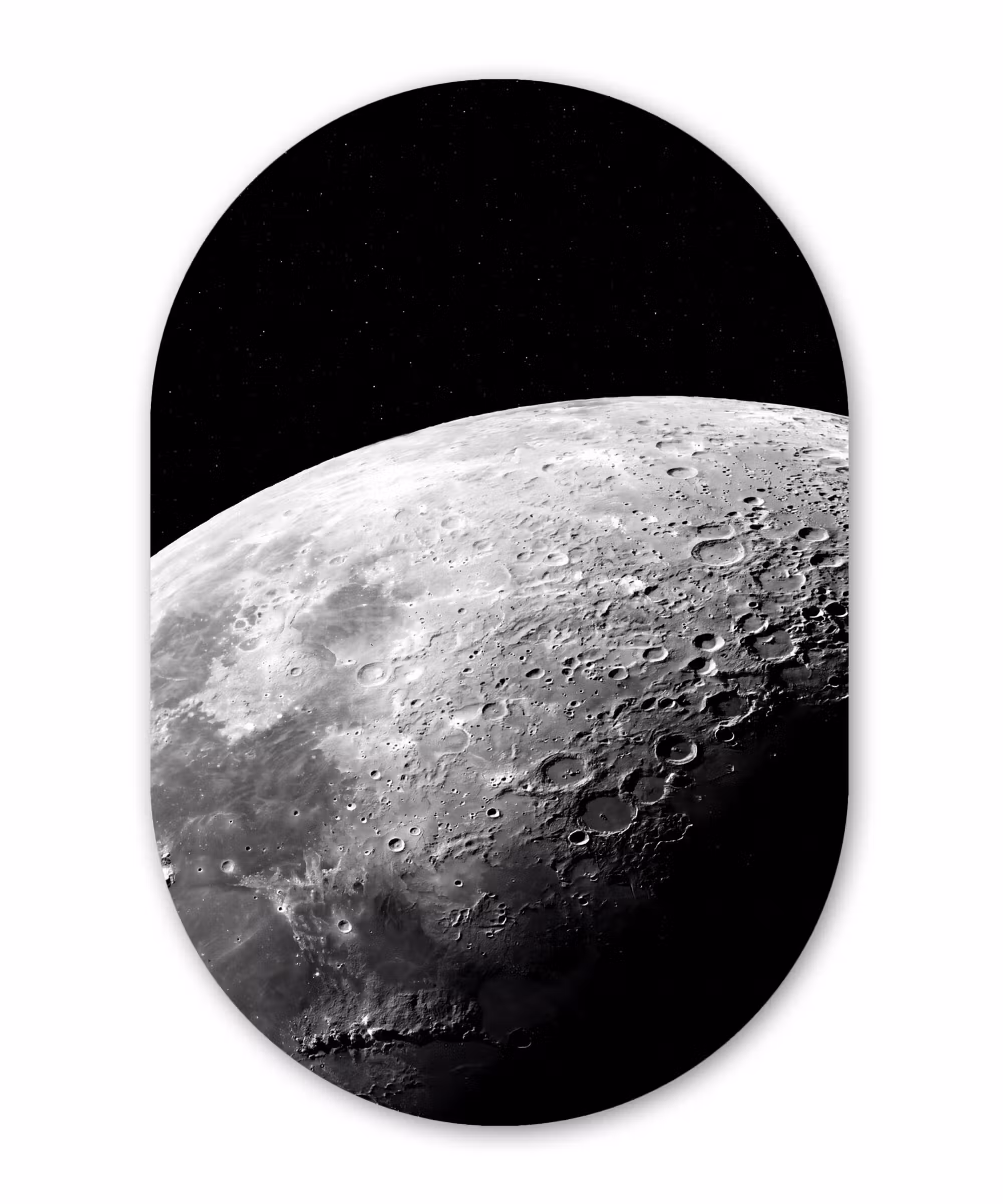 Alu-Dibond-Bild Oval - Mond – Krater – Weltraum